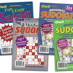Penny Press, Sudku e DELL Sudoku Puzzle Books. 4 deles, com 698 quebra-cabeças