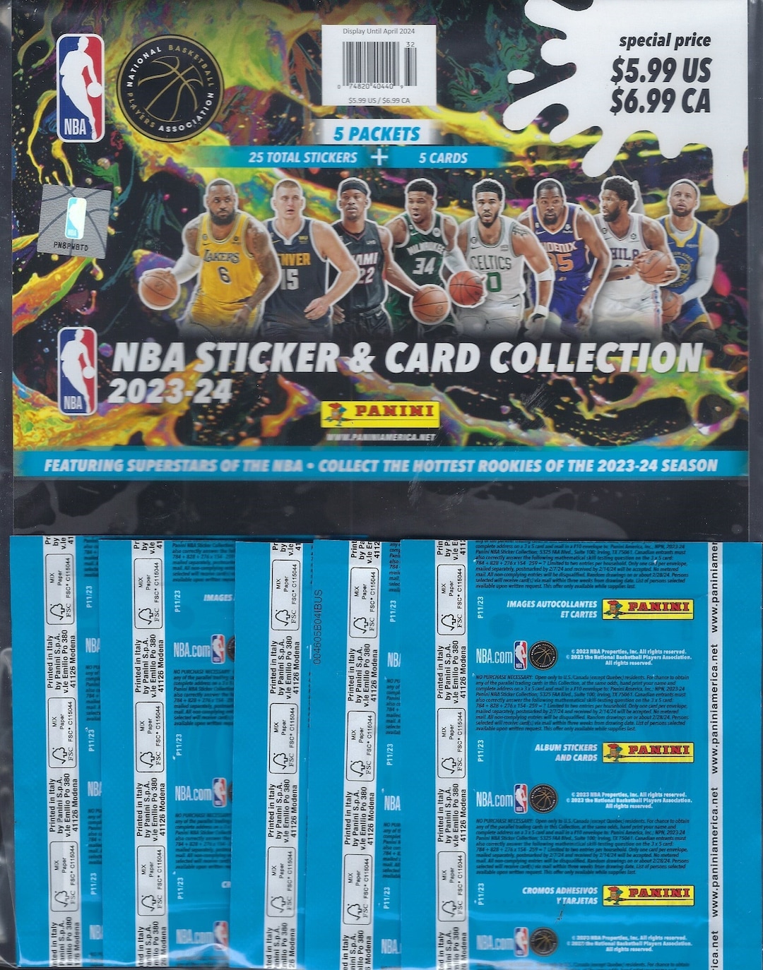 2024 Panini NBA Sticker & Card COLLECTION 5 Packs of 25 Total of