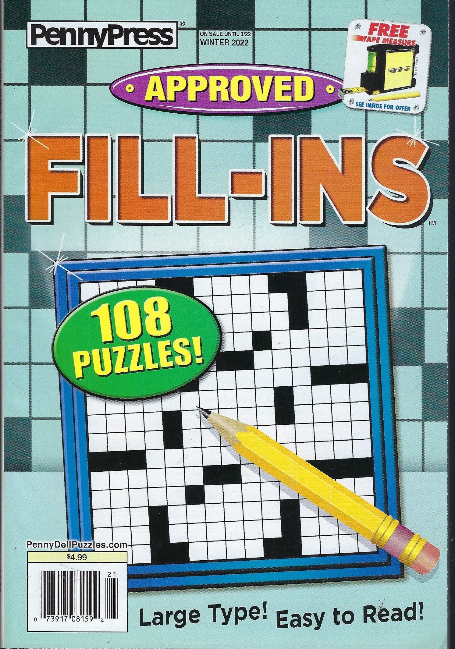 penny press approved fill ins 108 puzzles winter 2022 etsy