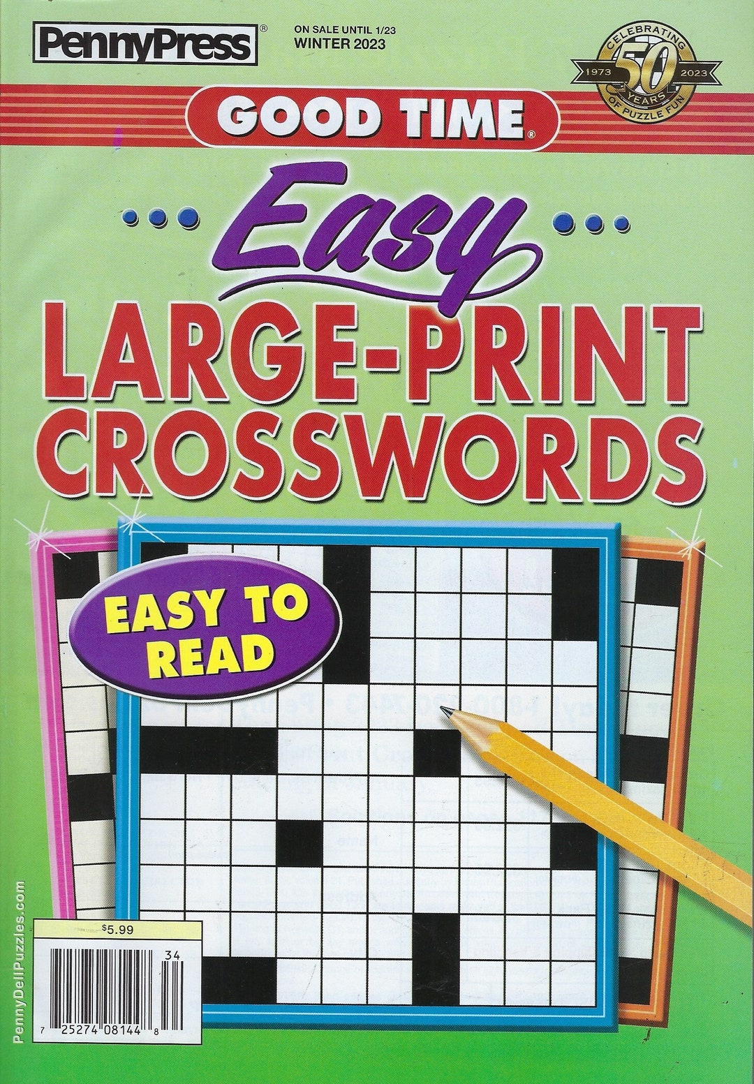 Penny Press Good Time Easy Large Print Crosswords Winter 2023 Etsy Canada