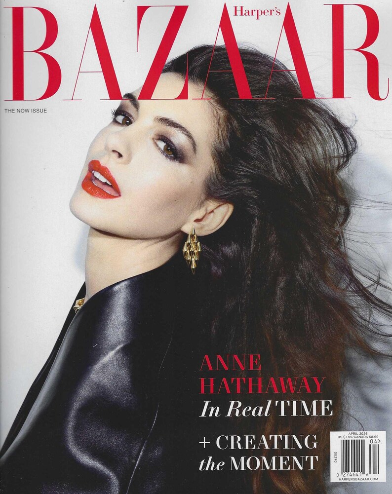 Bazaar Lettering Harper's Bazaar Magazine April 2026 Anne Hathaway ( Randome Cover Will ...