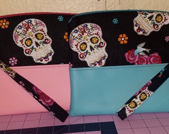 Sugar skull wristlet/ wristlet