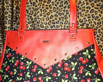 Large Cherry purse/ cherry fabric