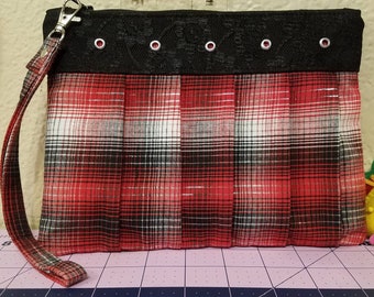 Plaid skirt wristlet/ plaid wrsitlet / wristlet