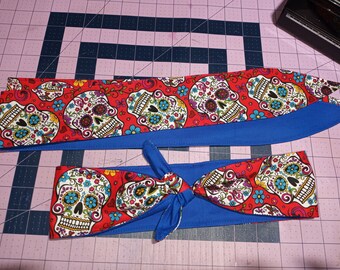 Sugar skull headband/ tie on headband/ headband