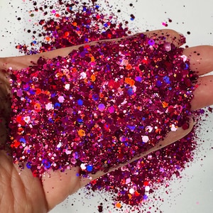 Magenta Pink  holographic glitter | glitters l Chunky glitter | Glitter Epoxy Safe | tumbler supplies | craft supplies l holographic glitter