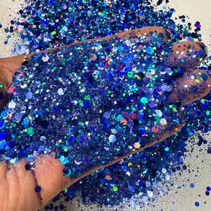 blue suede shoes | Blue holographic Chunky glitter | fine glitter| Glitter Epoxy Safe | tumbler supplies |solvent resistant| tumbler glitter