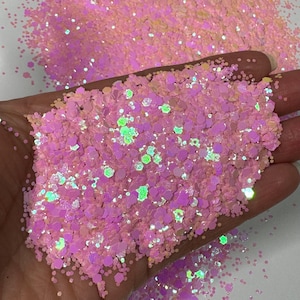 Pink iridescent Chunky glitter | fine glitter| Glitter Epoxy Safe | tumbler supplies | craft supplies| solvent resistant| chunky mix glitter