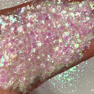 Transparent pink Chunky glitter | fine glitter| Glitter Epoxy Safe | tumbler supplies | solvent resistant| iridescent glitter