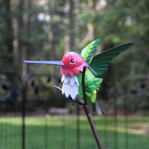 Anna's Hummingbird on Garden Stake - Garden Home Decor- Wild Bird Art - Gift for Mom - Garden Gift