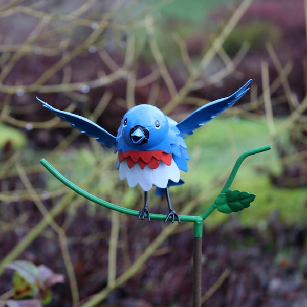 Western Bluebird on Garden Stake - Garden Home Decor- Wild Bird Art - Gift for Mom - Garden Gift