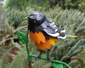 Oriole on Garden Stake - Garden Home Decor- Wild Bird Art - Gift for Mom - Garden Gift
