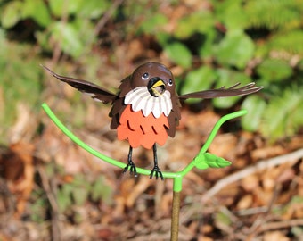 Robin on Garden Stake - Garden Home Decor- Wild Bird Art - Gift for Mom - Garden Gift