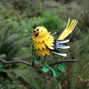 Gold Finch on Branch - Garden Home Decor- Wild Bird Art - Gift for Mom - Garden Gift