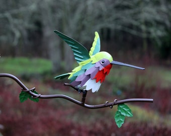 Ruby-throated Hummingbird on Branch - Garden Home Decor- Wild Bird Art - Gift for Mom - Garden Gift