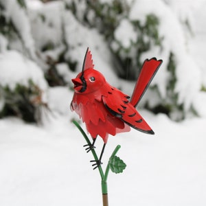 Cardinal on Garden Stake Garden Home Decor Wild Bird Art Gift for Mom Garden Gift image 1