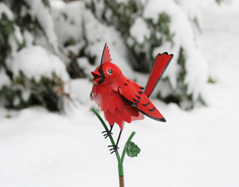 Cardinal on Garden Stake Garden Home Decor Wild Bird Art Gift for Mom Garden Gift image 1