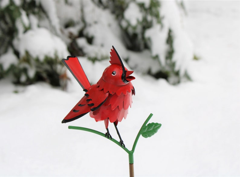 Cardinal on Garden Stake Garden Home Decor Wild Bird Art Gift for Mom Garden Gift image 2