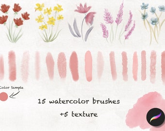 Watercolor brushes for procreate, brushes for iPad, brush set, paper texture, canvas