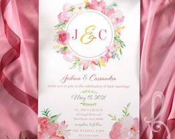 Blush Blooms Floral Wedding Invitation