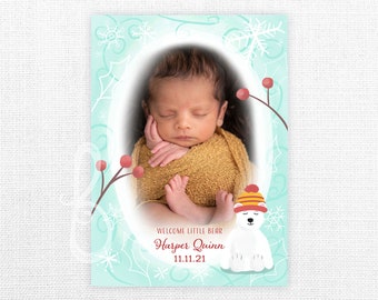 Polar Bear Winter Birth Announcement