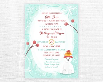 Polar Bear Baby Shower Invitation: Winter Wonderland Theme (Digital File)