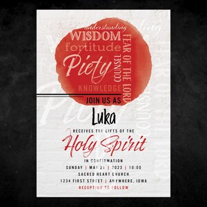 Gifts of the Holy Spirit Typographic Confirmation Invitation