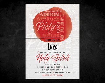 Gifts of the Holy Spirit Typographic Confirmation Invitation