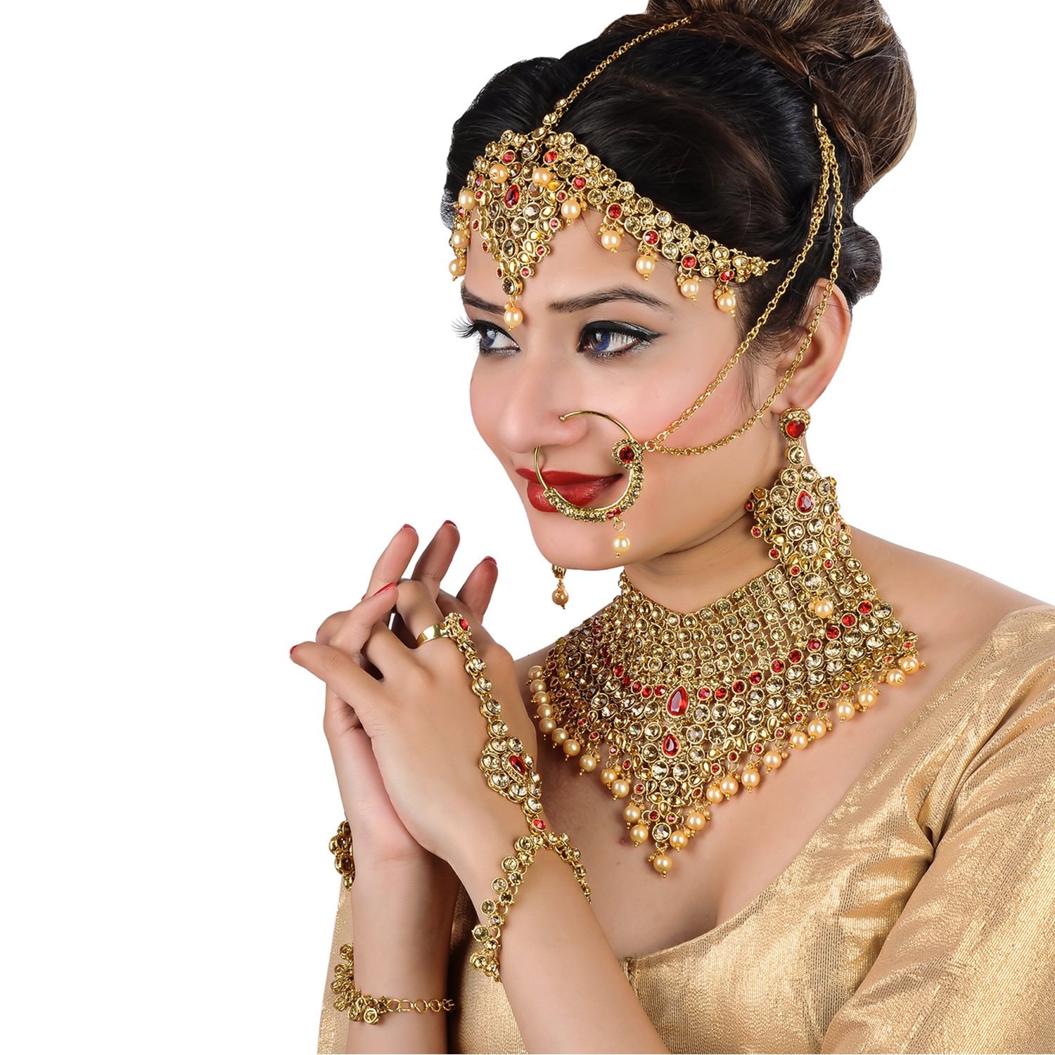 Indian Bridal Jewellery Set Heavy Full Wedding Jewelry Set for Bride