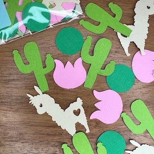 Tema de fiesta de llama, confeti de cactus, confeti de llama, decoración de ducha de cactus, tema de cactus, llama bebé