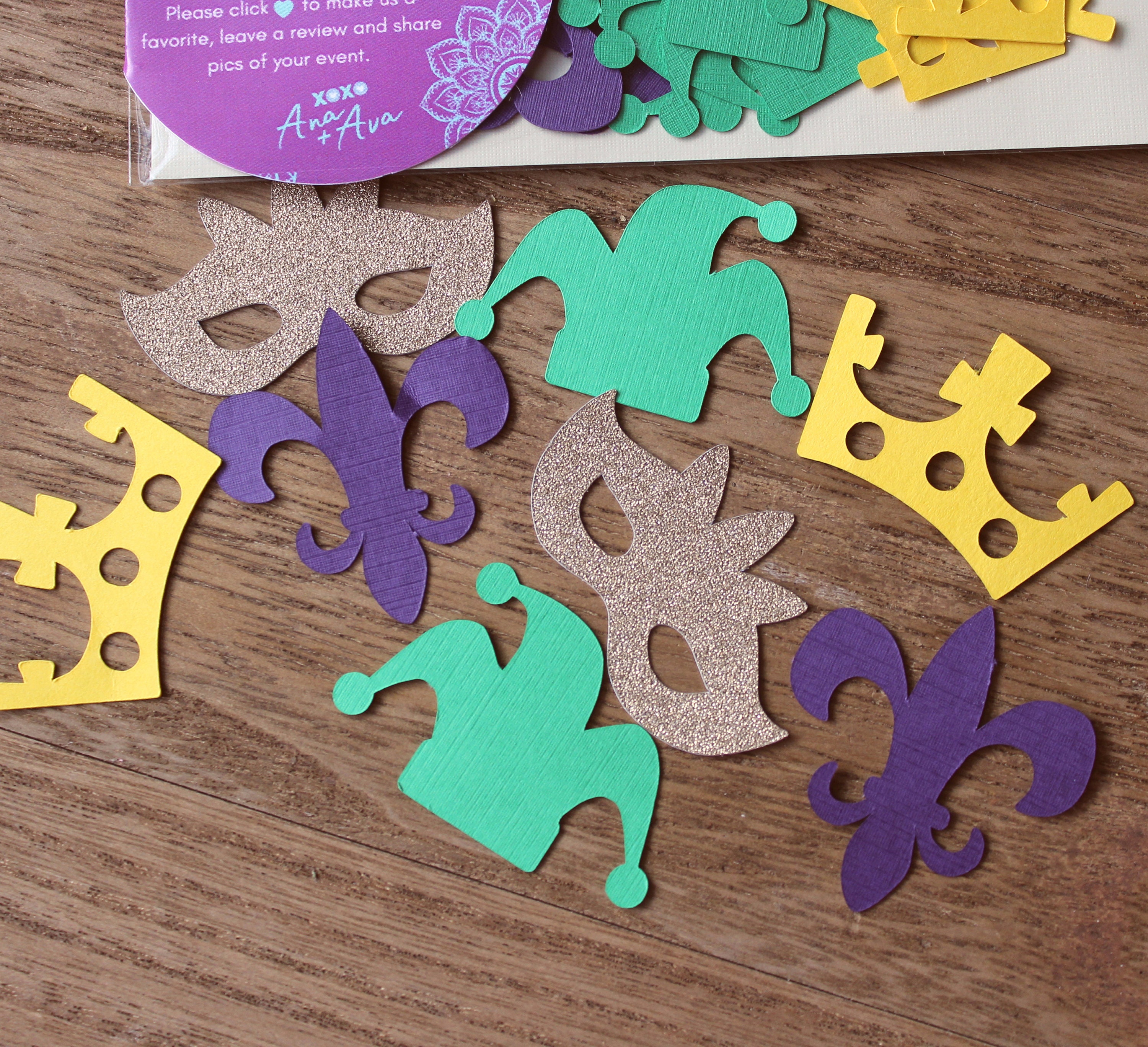 Mardi Gras Inspired Confetti New Orleans themed Purple Green Yellow Gold Confetti Party decor Marti Gras Prints Carnival