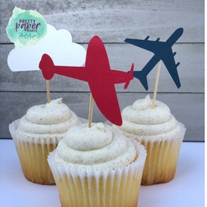 Flugzeug Thema Cupcake Topper, Flugzeug, Geburtstagsparty, Geburtstagsparty, Geburtstag Tortendeko, Geburtstag Tortendeko