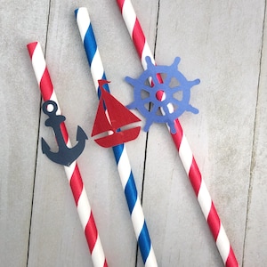 Maritime Strohhalme, Segelboote, Anker Strohhalme, Nautische Geburtstag, Ahoy Party, Leuchtturm Strohhalme, 4. Juli Feier