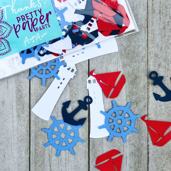 Ahoy First Birthday, Nautical Party Theme, Sailboat, Anchor Confetti, Nautical Birthday, Lighthouse Confetti, 4th of July Celebration