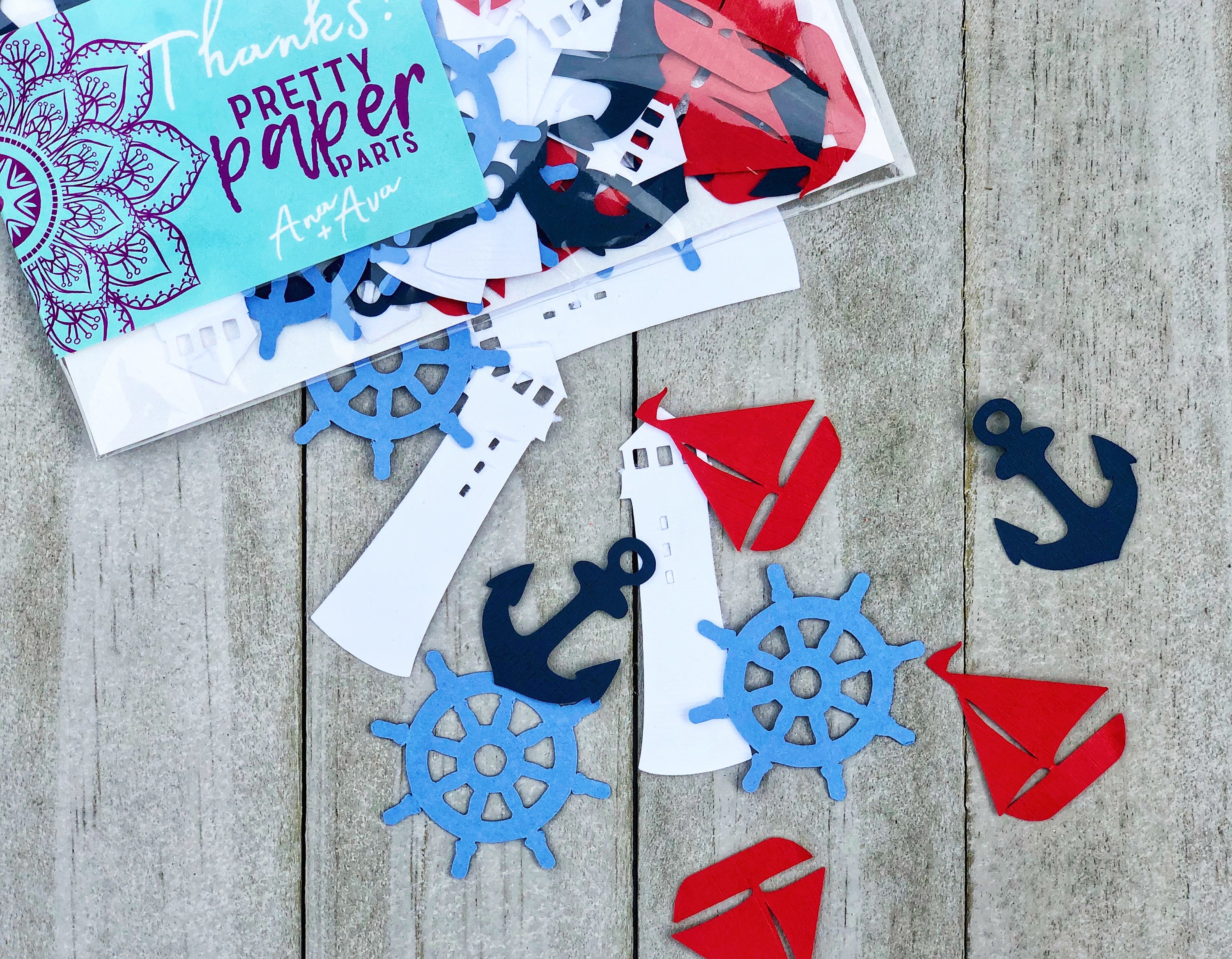 Ahoy First Birthday Nautical Party Theme Sailboat Anchor Confetti Nautical Birthday Lighthouse Confetti 4th of July