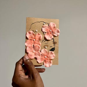 Cartão de felicitações com flores afro (conjunto de 3) *** aniversário, pensando em você, melhores votos *** cartão pintado à mão e enfeitado