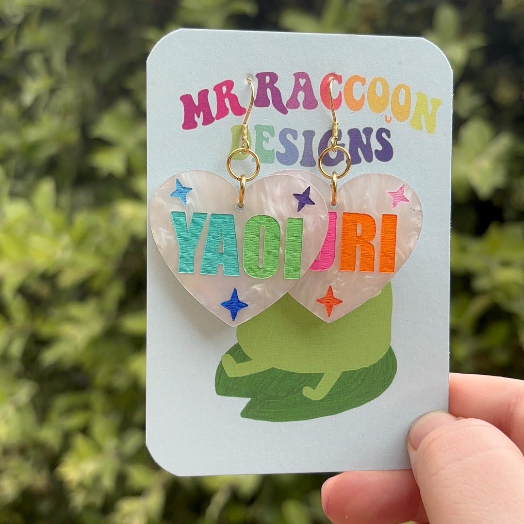 Yuri Yaoi Anime Manga Rainbow Pride Funny Cute Colourful Acrylic Earrings/keychain - Etsy