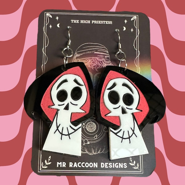 Grim Adventures Throwback Grim Reaper Cartoon Balloon Acrylic Earrings