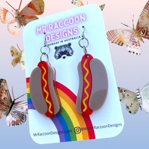 Funny Hot Dog Cute Weird Carnival Acrylic Earrings