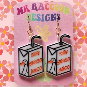 Silly Goose Juice Meme Funny Cute Colourful Acrylic Earrings