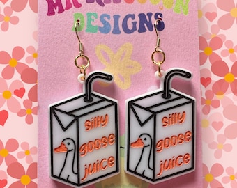 Silly Goose Juice Meme Funny Cute Colourful Acrylic Earrings