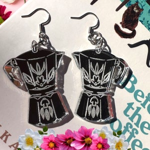 Coffee Pot Mirror Funny Cute Colourful Acrylic Earrings