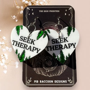 Seek Therapy Meme Funny Cute Colourful Acrylic Earrings