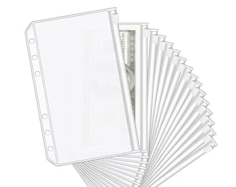 A6 Set of 5 Cash Envelopes for budget binder, Zippered Clear Budget planner, A6 Starter organizing system, Money wallet envelopes,