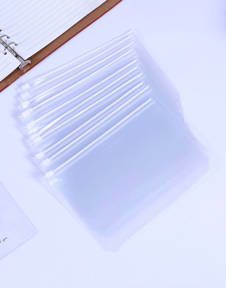 A5 Clear Zipper Cash Envelopes Set of 5 Blank Transparent Etsy