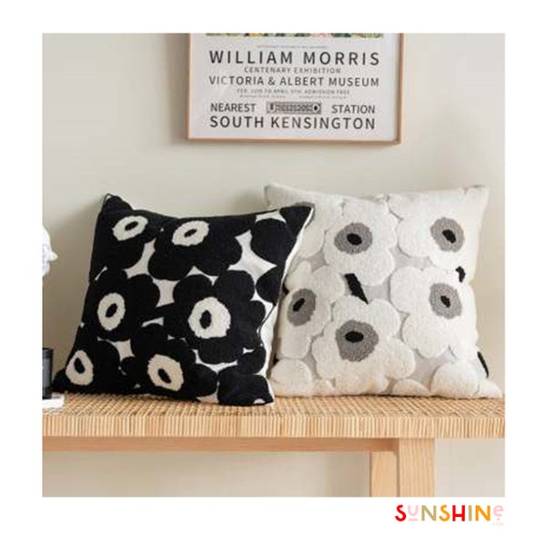 In Stock  - CUSHION COVER - Cotton | Zipper Closure | Monochromatic Floral.  Gift Idea.