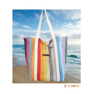 In stock - COTTON CANVAS BAG - Beach | Shopping | Interior Zip Pocket | Exterior slip pocket | Key Ring | Free Key Fob