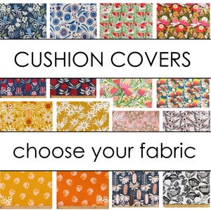 Cushion Covers - 100% Cotton | Multiple Size & Fabric Options | Zipper or Envelope closure.  Gift Idea. CHOOSE YOUR FABRIC