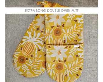 XL Double Oven Mitt | Oven Glove | Pot Holder - Fabric Design #9 - DOUBLE+ Insulative Protection.  Gift Idea.