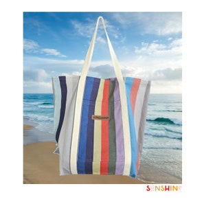 In stock - COTTON CANVAS BAG - Beach | Shopping | Interior Zip Pocket | Exterior slip pocket | Key Ring | Free Key Fob